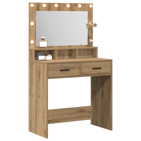 vidaXL Kaptafel met LED-verlichting Artisan Eiken 79x41x135 cm afbeelding3 - 1