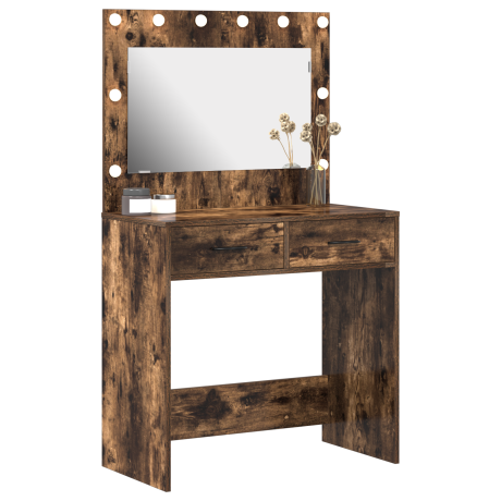 vidaXL Kaptafel met LED-verlichting - Gerookt Eiken 78,5 x 41 x 135 cm afbeelding3 - 1