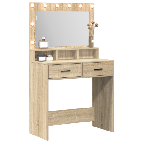 vidaXL Kaptafel met LED-verlichting in Sonoma Eiken - 79 x 41 x 135 cm afbeelding3 - 1
