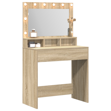 vidaXL Kaptafel met LED-verlichting in Sonoma Eiken - 79x41x135 cm afbeelding3 - 1