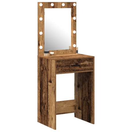 vidaXL Kaptafel met LED-verlichting - Oud Hout 50x41x135 cm afbeelding3 - 1