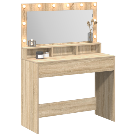 vidaXL Kaptafel met LED Verlichting - Sonoma Eiken, 100x41x135 cm afbeelding3 - 1