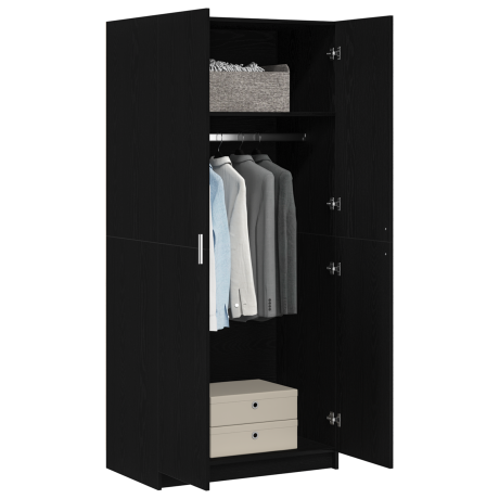 vidaXL Kast Zwart Eiken 80x51x180 cm Engineered Wood afbeelding3 - 1