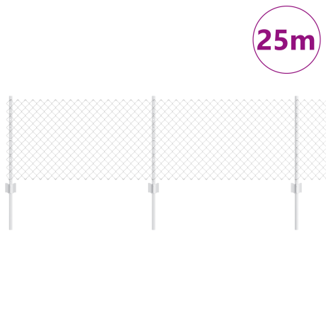 vidaXL Kettingschommelhek met 22 U-palen Zilver 0,6x25 m Staal afbeelding3 - 1