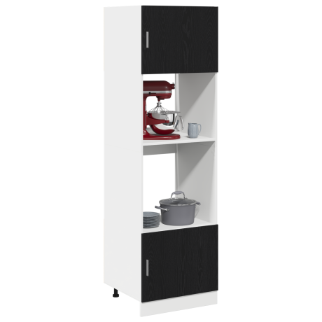 vidaXL Hangkast met plank Zwart Eiken 60 x 57 x 207 cm Bewerkt hout afbeelding3 - 1