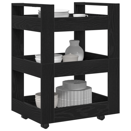 vidaXL Keukentrolley 60x45x80 cm bewerkt hout zwart eikenkleurig afbeelding3 - 1