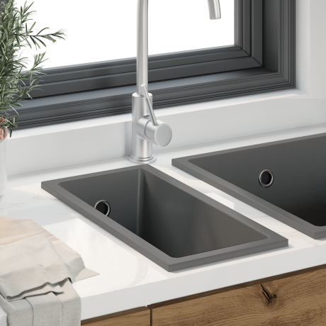 vidaXL Keukenwasbak Grijs 21 x 44 x 14 cm Graniet afbeelding3 - 1