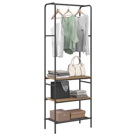 vidaXL Kledingrek met planken artisanaal eikenkleurig 60 x 30 x 171 cm afbeelding3 - 1