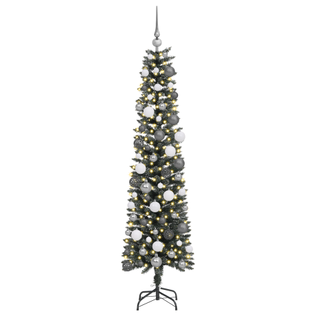 vidaXL Kunstkerstboom met decoratieve touwlichten Groen 180 cm PVC afbeelding3 - 1