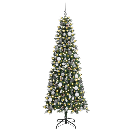 vidaXL Kunstkerstboom met decoratieve touwlichten Groen 210 cm PVC afbeelding3 - 1