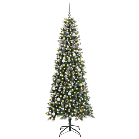 vidaXL Kunstkerstboom met decoratieve touwlichten Groen 240 cm PVC afbeelding3 - 1