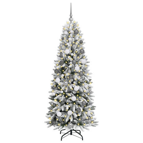 vidaXL Kunstkerstboom met decoratieve touwlichten Wit 180 cm PVC afbeelding3 - 1