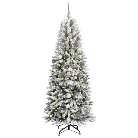 vidaXL Kunstkerstboom met decoratieve touwlichten Wit 210 cm PVC afbeelding3 - 1