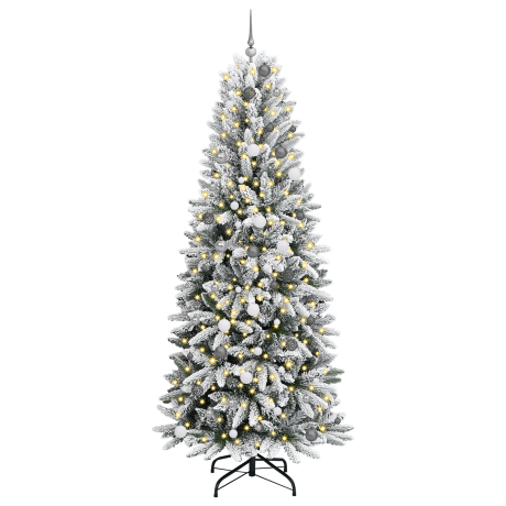 vidaXL Kunstkerstboom met decoratieve touwlichten Wit 240 cm PVC afbeelding3 - 1