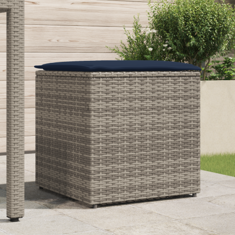 vidaXL Kussendoos Grijs 50x50x50 cm Poly Rattan afbeelding3 - 1