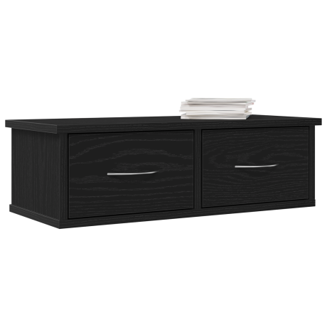 vidaXL Ladekast wandgemonteerd 60x26x18,5cm bewerkt hout zwart eiken afbeelding3 - 1