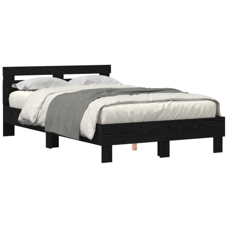 vidaXL Bedframe met LED Zwart Eiken 120 x 190 cm Bewerkt hout afbeelding3 - 1