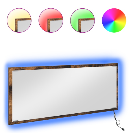 vidaXL LED Badkamer Spiegel Gerookt Eiken 90x8,5x37 cm Bewerkt Hout afbeelding3 - 1