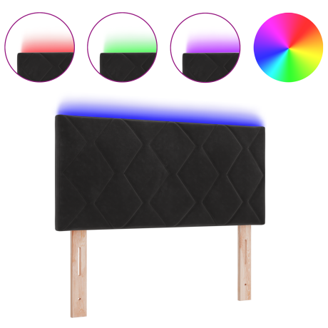 vidaXL LED Hoofdbord Zwart 90 cm Fluweel afbeelding3 - 1