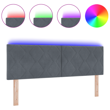 vidaXL LED Hoofdbord Donkergrijs 144 cm Fluweel afbeelding3 - 1
