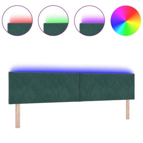 vidaXL LED Hoofdbord met Diamant Blokken Design in Donkergroen, 200 cm van Fluweel afbeelding3 - 1