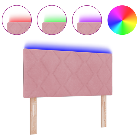 vidaXL LED Hoofdbord met Diamant Blokken Ontwerp Roze 90 cm van Fluweel afbeelding3 - 1