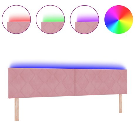 vidaXL LED Hoofdbord met Diamantblok Ontwerp - Roze - 200 cm - Fluweel afbeelding3 - 1