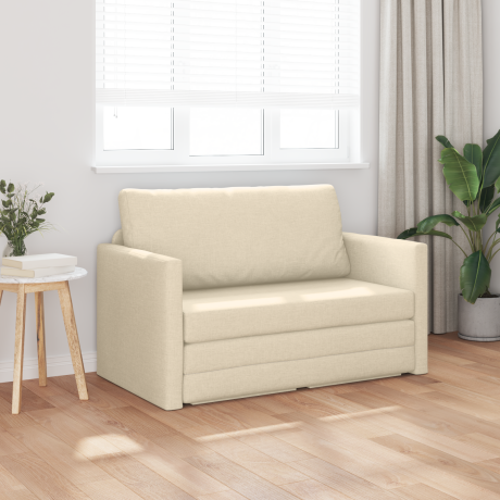 vidaXL Ligbank Sofabed 2-in-1 Crème 124x71x78 cm Stof afbeelding3 - 1