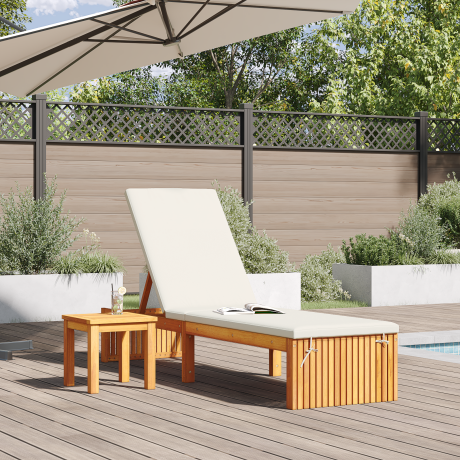 vidaXL Ligstoel Olie naturel 200 x 55 x 94 cm Massief acaciahout afbeelding3 - 1