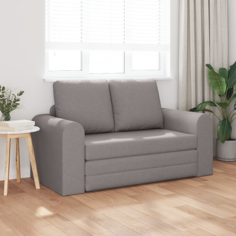 vidaXL ligbed + bank 2-in-1 taupe 148x71x83 cm stof afbeelding3 - 1