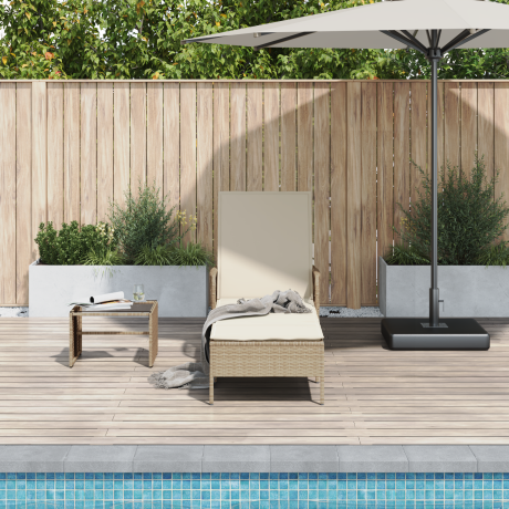 vidaXL Ligstoel Beige en Crème Wit 200 x 55 x 92 cm poly rattan afbeelding3 - 1