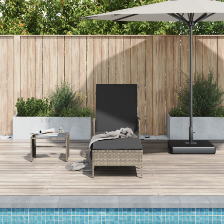 vidaXL Ligstoel Grijs en Donkergrijs 200 x 55 x 92 cm poly rattan afbeelding3 - 1