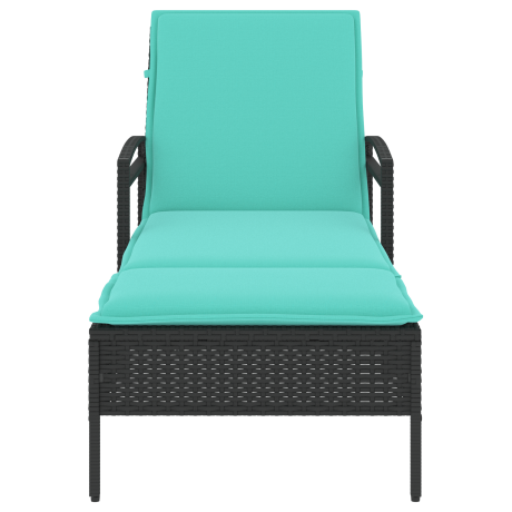 vidaXL Ligbed met kussen zwart 63x200x81 cm poly rattan (alleen VS) afbeelding3 - 1