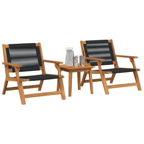 vidaXL Tuinstoelen met Tafel 3 pcs Zwart Massief Acaciahout afbeelding3 - 1