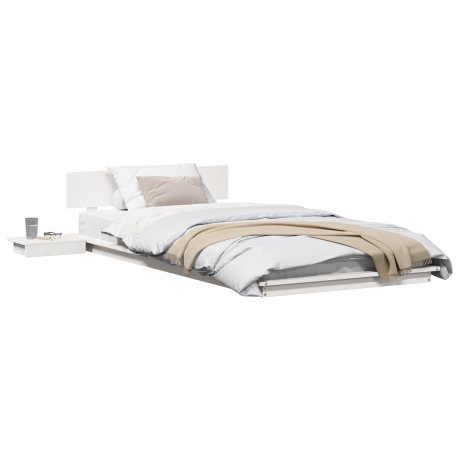 vidaXL Ligbedframe met nachttafels Wit 80x200cm Massief Hout afbeelding3 - 1