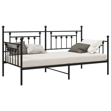 vidaXL Ligbedframe - Zwart, 100x200 cm, Van Staal afbeelding3 - 1