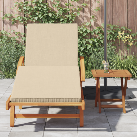 vidaXL Ligstoel met kussen en tafel massief acaciahout beige afbeelding3 - 1