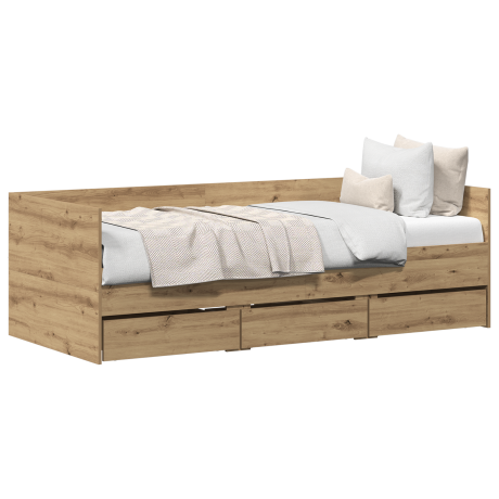 vidaXL Logeerbed Artisan Eiken Bewerkt Hout 90 x 200 cm Duurzaam afbeelding3 - 1