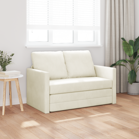 vidaXL Loveseat 2-Zits Crème Stof, Hout 2-Zits Zit Veel Crème Loveseat afbeelding3 - 1