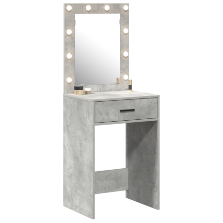 vidaXL Make-up Tafel met LED Verlichting - Beton Grijs, 50x41x135 cm afbeelding3 - 1