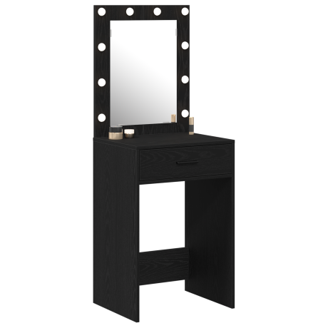 vidaXL Make-uptafel met LED-verlichting - Zwart Eiken 50x41x135 cm afbeelding3 - 1