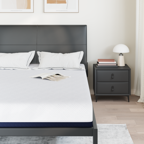 vidaXL Matras Wit en Blauw 160 x 200 cm Jacquard stof afbeelding3 - 1