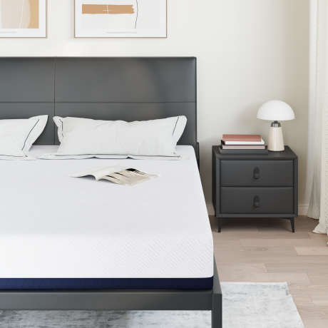 vidaXL Matrassen Wit, Blauw 200 x 200 cm 100% polyester jacquard stof afbeelding3 - 1