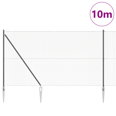 vidaXL metalen hekpaalset Set van 2 Grijs Metaal, kunststof 10 x 1.5 m afbeelding3 - 1