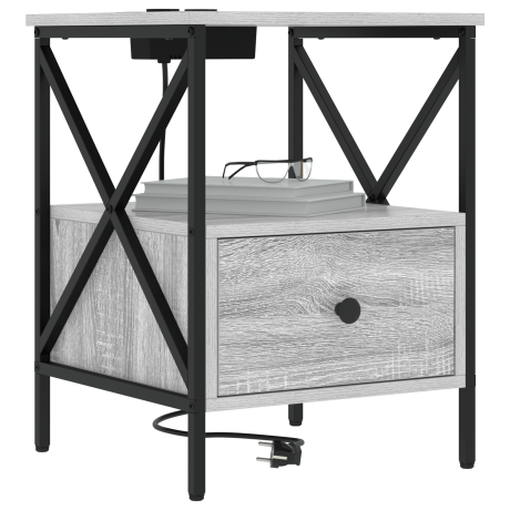 vidaXL Nachtkastje 2 pcs Grijs Sonoma 41,5 x 40,5 x 55 cm Bewerkt hout afbeelding3 - 1