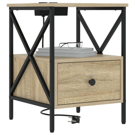 vidaXL Nachtkastje 2 pcs Sonoma Eiken 41,5 x 40,5 x 55 cm Bewerkt hout afbeelding3 - 1