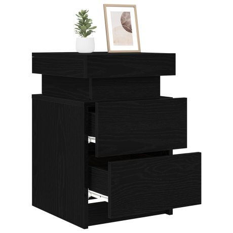 vidaXL Nachtkastje 2 pcs Zwart Eiken 35 x 39 x 55 cm Bewerkt hout afbeelding3 - 1
