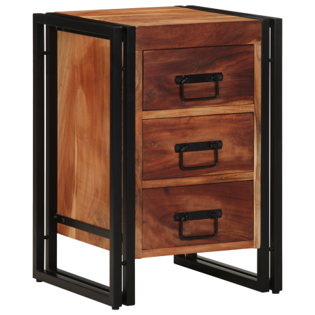 vidaXL Nachtkastje met lade Bruin 40 x 40 x 59 cm Massief Acaciahout afbeelding3 - 1