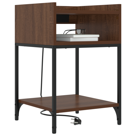 vidaXL Nachtkastje met plank Bruin Eiken 40 x 40 x 61 cm Bewerkt hout afbeelding3 - 1