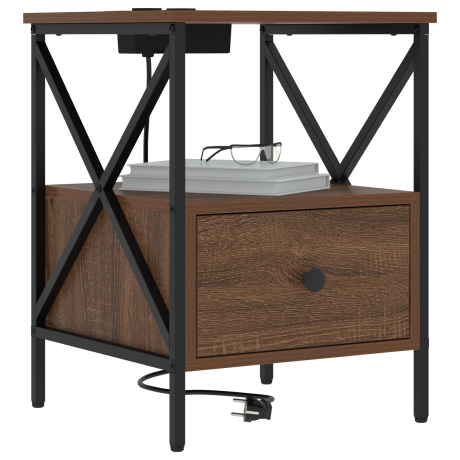 vidaXL Nachtkastje Bruin Eiken 41,5 x 40,5 x 55 cm Bewerkt hout afbeelding3 - 1